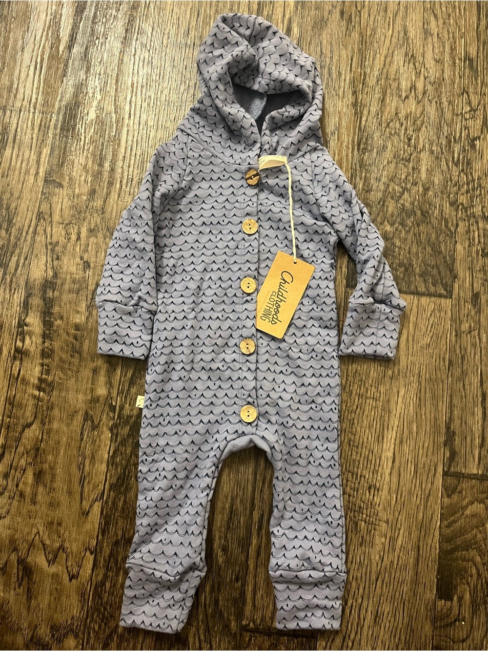 Blue Hooded One-Piece Romper